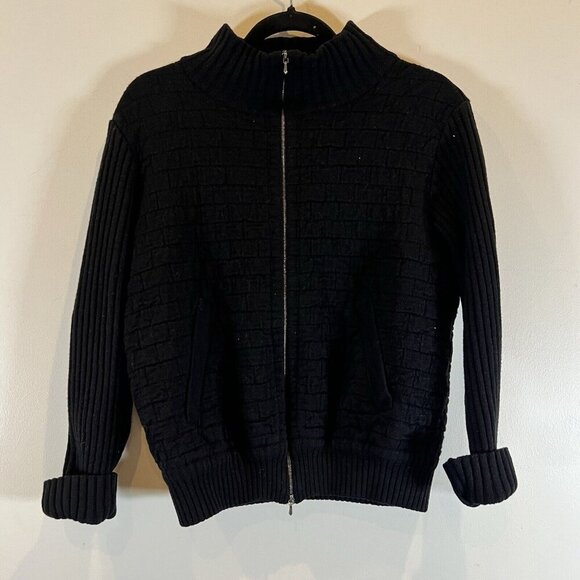 Annette Gortz Women's Full Zip Merino Wool Black Sweater M - Picture 2 of 14